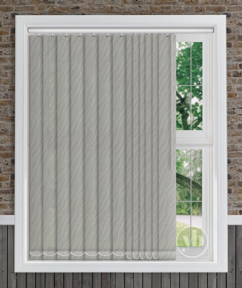 Complete Made To Measure Vertical Blind Nordic asc Silver Patterned Dimout Grey 