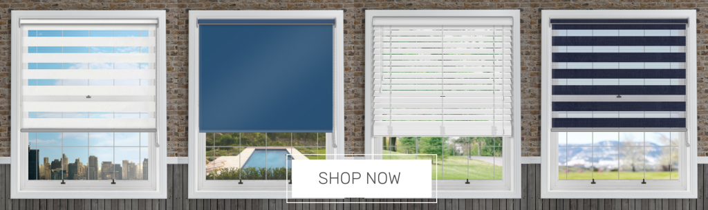 Shop blue and white blinds 