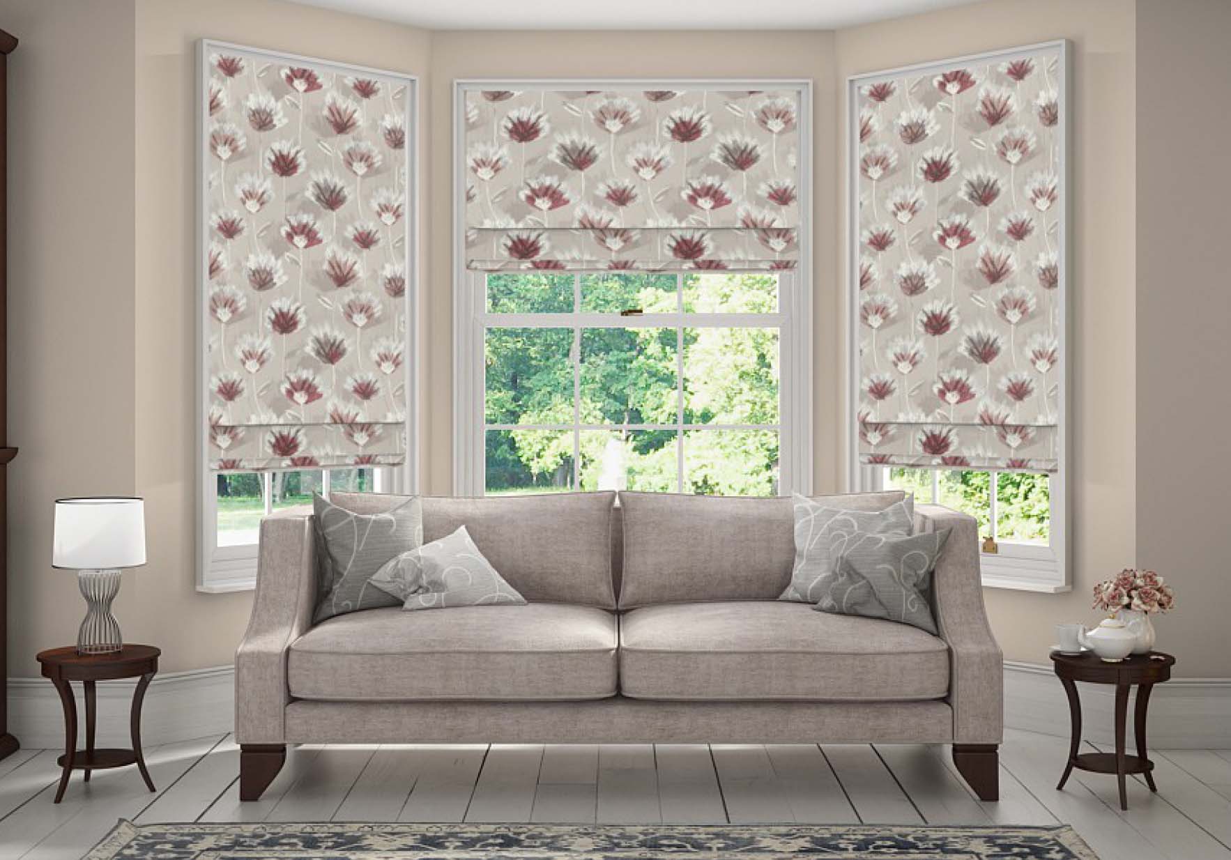Roman blinds living room