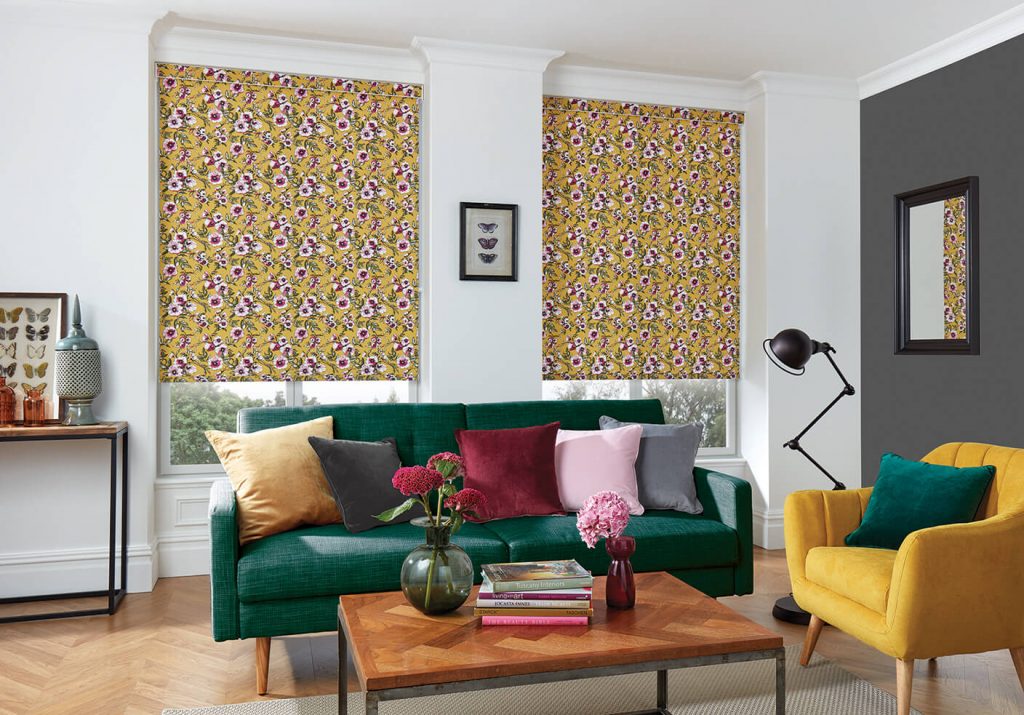 Wildflower canary roller blind