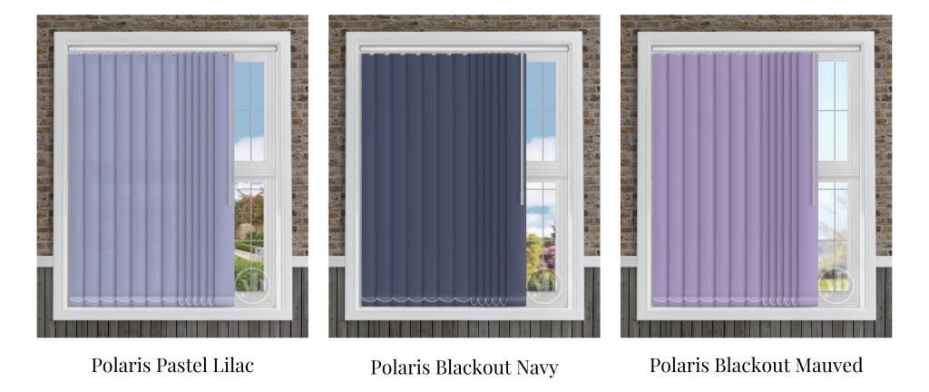 purple and navy vertical blinds