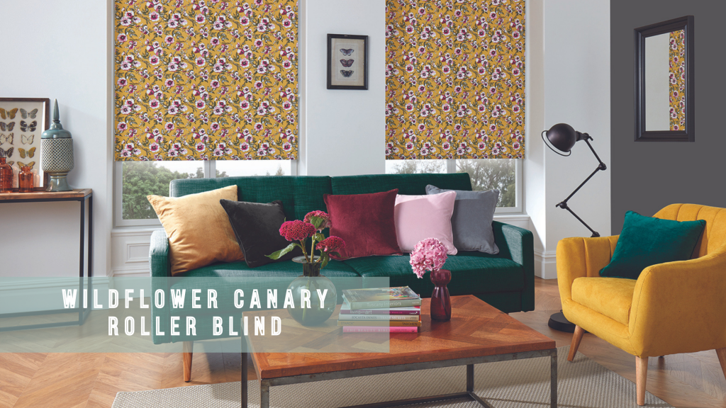 Wildflower Canary Roller Blind