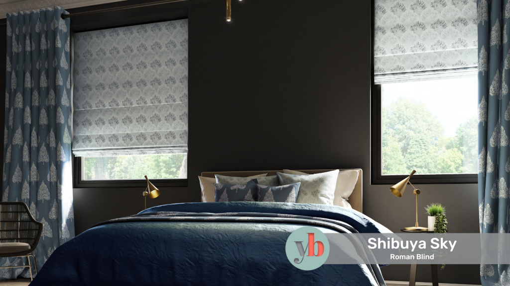 Our Shibuya Sky Blue Roman Blind is ideal for extra privacy