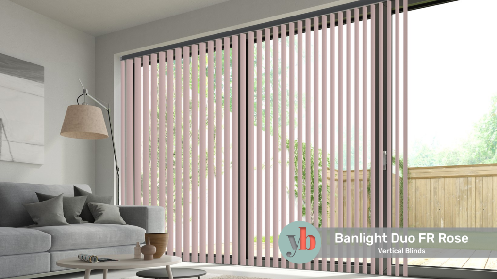 Our Banlight Duo FR Rose vertical blind is a popular choice for privacy