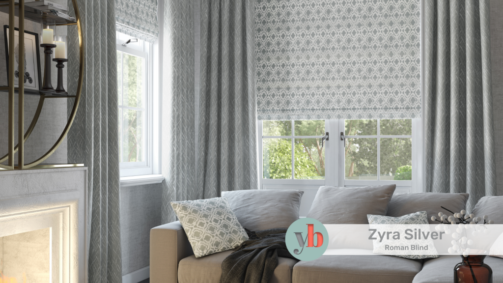 Our Zyra Silver Roman Blind is an energy efficient blind