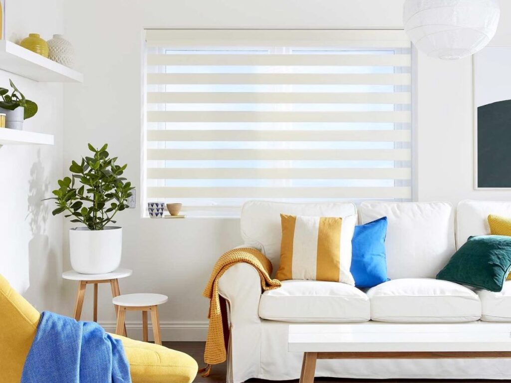 white vision blinds in a room