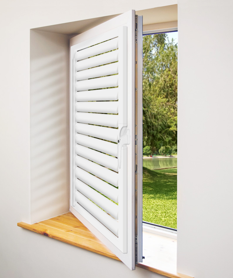 Louvolite Perfect Fit Lite Shutters opening a window