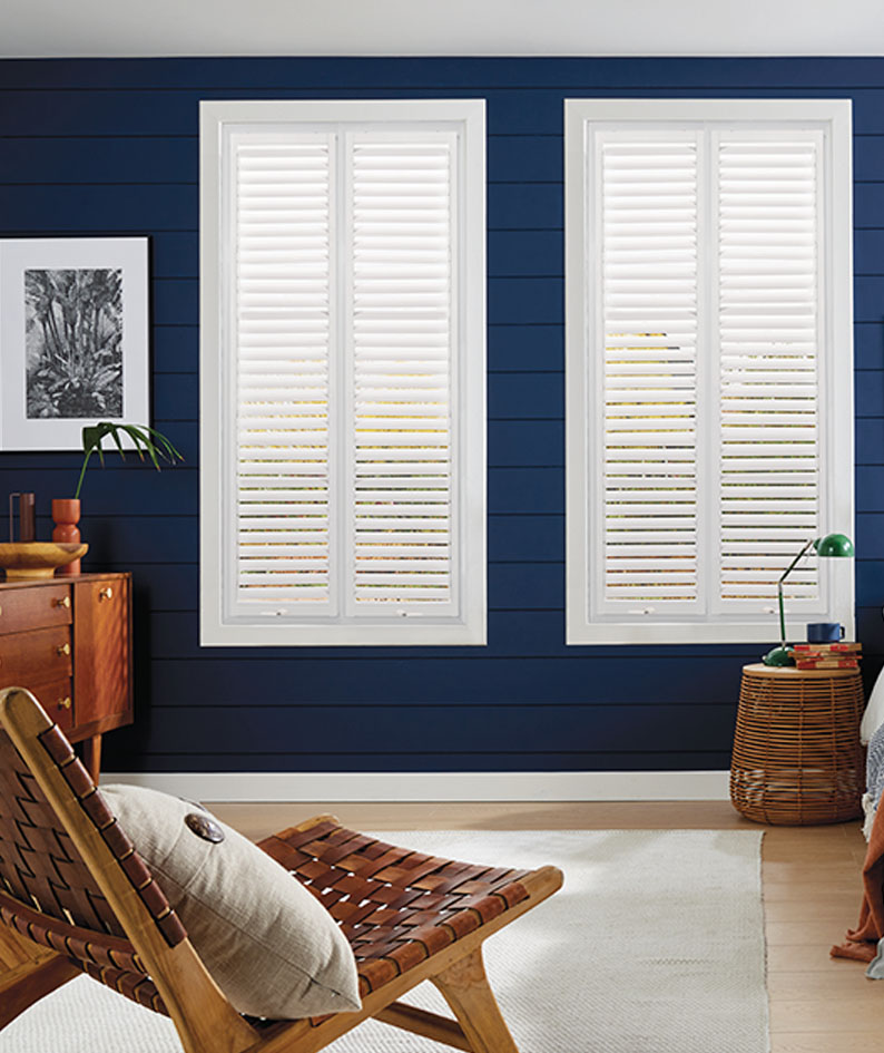 Louvolite Perfect Fit Lite Shutters in a Modern Lounge Setting