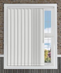 Our Atlantex white vertical blinds offers a moisture-resistant fabric and control over the privacy of your bathroom.