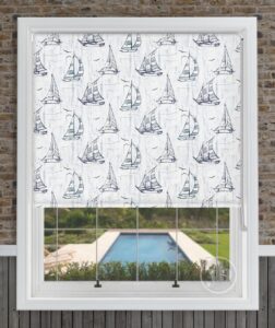 Our Sailboat blackout blue roller blind features moisture-resistant fabric and have the highest blackout fabric rating